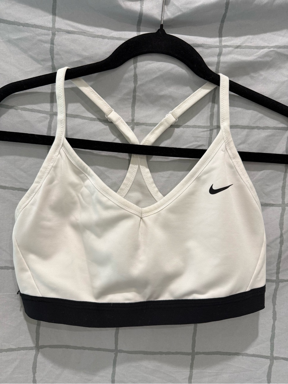 Nike White Sports Bra with Black Band and Crossback Straps